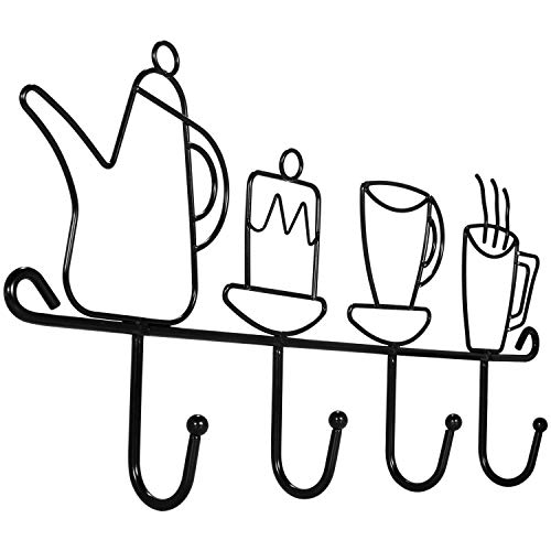 Product Cover Decorative Wall Hooks for Coats | 4 Hook Coffee Mug Wall Rack | Hooks Rack/Holder for Grill Accessories Kitchen Utensil | Wall Mounted Key Holder Key Rack Key Hanger | Bathroom Towel Hooks | Hat Rack