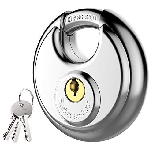 Product Cover Puroma Keyed Padlock, Stainless Steel Discus Lock with 3/8-Inch Shackle for Sheds, Storage Unit, Garages and Fence