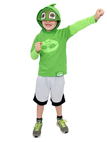 Product Cover PJ Masks Toddler Boys Gekko Costume Hooded Tee with Mask (3T, Green Long Sleeve)