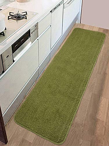 Product Cover Saral Home Anti Slip Polyester Kitchen Runner- 40x120 cm, Green
