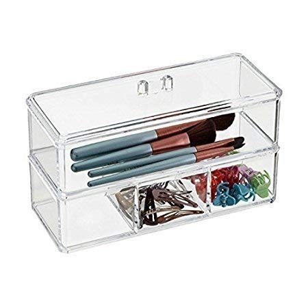 Product Cover GosFrid 2-Layer Rectangular Transparent Makeup Organizer Cosmetic Storage Display Box Makeup Rack Beauty Care Holder- Clear Acrylic - 1pc