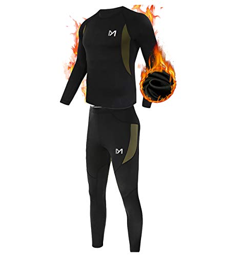 Product Cover Men's Thermal Underwear Set, Sport Long Johns Base Layer for Male, Winter Gear Compression Suits for Skiing Running Black