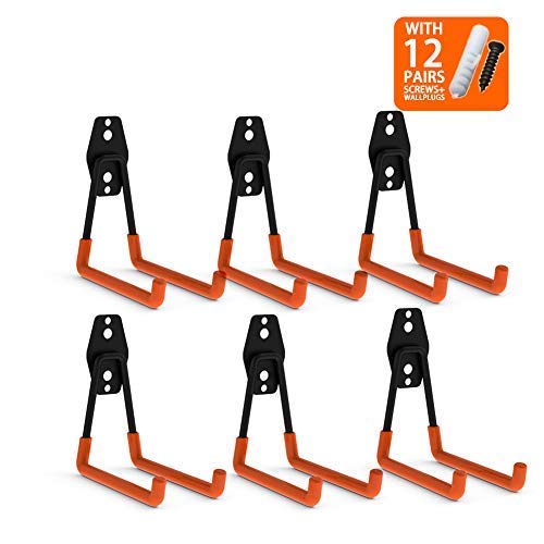 Product Cover CoolYeah Steel Garage Storage Utility Double Hooks, Heavy Duty for Organizing Power Tools,Large U Hooks (pack of 6, 5 × 5 × 4.1 inches)