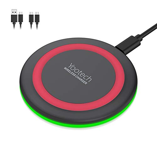 Product Cover Yootech Wireless Charger,Qi-Certified 10W Max Fast Wireless Charging Pad Compatible with iPhone 11/11 Pro/11 Pro Max/XS MAX/XR/XS/X/8, Samsung Galaxy Note 10/S10/S9/S8, AirPods Pro(With 2 USB C Cable)