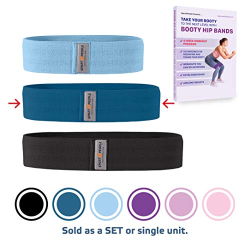 Product Cover sport2people Booty Bands Free 4-Week Workout Program - Durable Hip Circle Band - Heavy Resistance Squat Bands Leg, Glute, Strength Training, Crossfit, Home Gym, Fitness (Dark Blue M)