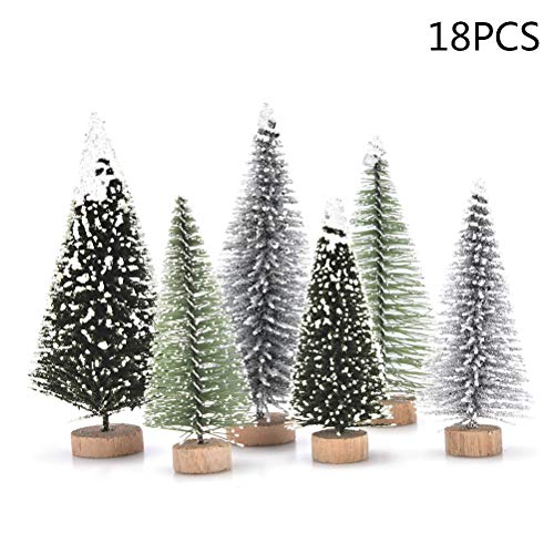 Product Cover JUNKE 18 PCS Miniature Christmas Tree Small Artificial Miniatures Sisal Snow Frost Trees, Diorama Models, Micro Scenery Landscape Architecture Trees for Christmas Crafts Tabletop Decor