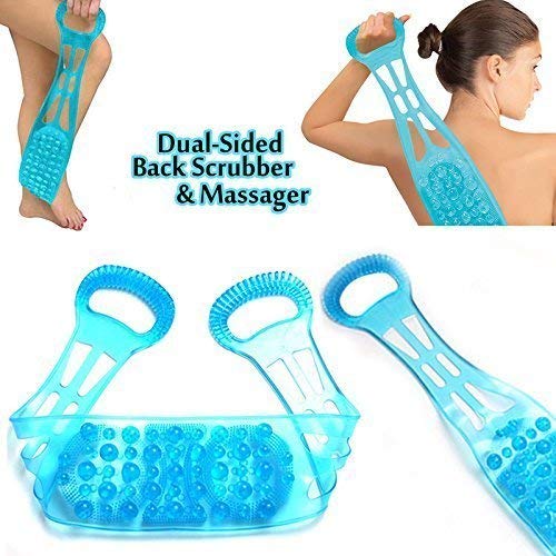 Product Cover GNEY Silicone Dual Sided Back Scrubber Brush and Massager Foot/Sole Cleaner Shower Bath Belt (Blue)