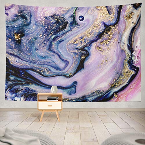 Product Cover Summor Purple Tapestry, Tapestry Beautiful Marble Abstract Art Gold Natural Luxury Gouache Painting Trendy Hanging Tapestries 60 X 80 Inch Wall Hanging Decor for Bedroom Livingroom Dorm