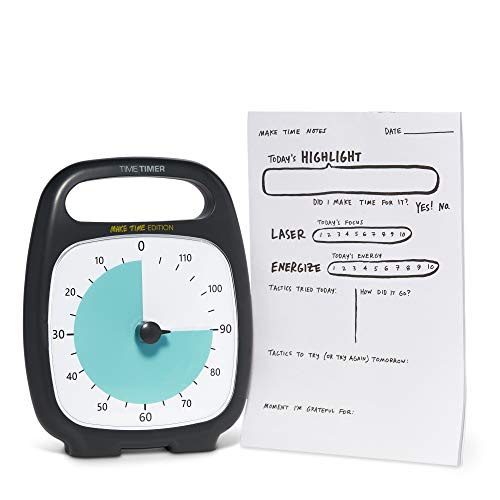 Product Cover Time Timer Plus 120 Minute Visual Timer - Make Time Edition Countdown Clock (Charcoal) and Notepad for Productivity and Focus