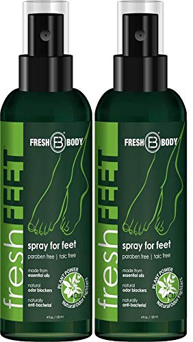 Product Cover FRESH FEET by Fresh Body 4 oz Spray by the trusted Creator of Fresh Balls! Natural Anti-Bacterial Odor Fighting Protection Spray with Essential Oils for Feet & Shoes! (2 Pack)