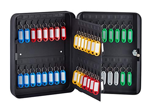 Product Cover AdirOffice Key Cabinet with Key Lock - 60 Key Hooks & Tags - Durable & Heavy Duty Secured Storage for Homes Hotels Schools & Commercial Use (Black)