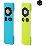 Product Cover Rukoy Protective Case for Apple TV 2 3 Remote Controller(2 Pack:Blue+Green), Light Weight and Shock Proof Silicone Remote Case with Hand Strap