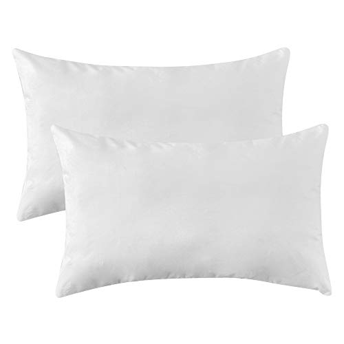 Product Cover MIULEE Pack of 2 Premium Hypoallergenic Pillow Insert Sham Form Polyester for Sofa Bed 12x20 Inch 30x50 cm White