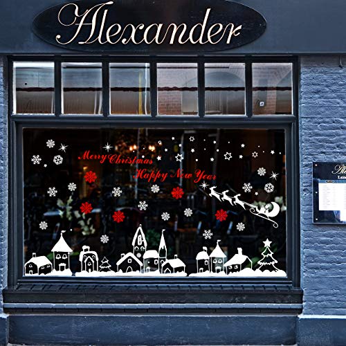 Product Cover Naler Christmas Decoration Snowflake Window Clings Glueless PVC Wall Stickers for Windows Glasses (White)