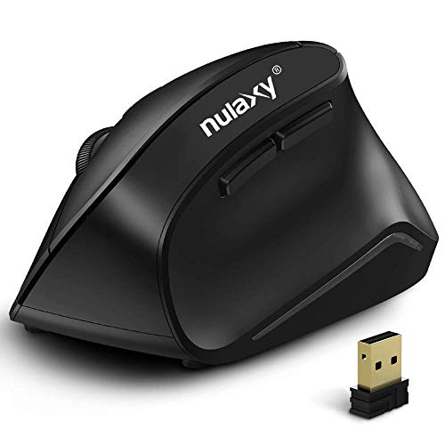 Product Cover Nulaxy 2.4G Wireless Vertical Ergonomic Mouse, 800 / 1200 /1600 DPI, 6 Buttons for Computer, Laptop, PC, Desktop, Macbook - Black