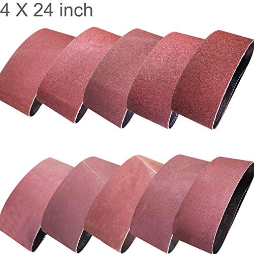 Product Cover Sackorange 20 PCS Sanding Belts 4-Inch x 24-Inch 60 80 100 120 150 180 240 320 400 and 600 Grit Aluminum Oxide Sanding Belts For Belt Sander (4x24in)