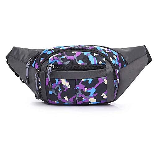 Product Cover Toudorp Fanny Pack 4 Pockets Water Resistant Waist/Bum Bag 26-44 inches Adjustable Belt for Men and Women Running, Cycling and Fishing Camouflage - Purple