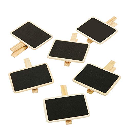 Product Cover Tickright Mini Wooden Rectangle Chalkboard with Blackboard Clip for Message Board Signs (Pack of 6 Pcs) (Chalkboard)