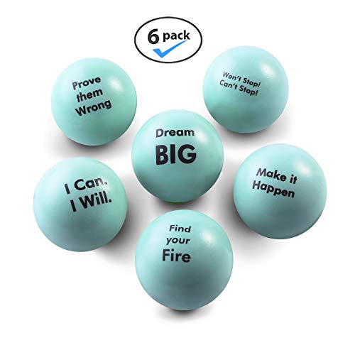 Product Cover Pure Origins | Motivational Stress Balls | Gift 6 Pack | Fidget Accessory for Stress Relief, Special Needs, Concentration, Anxiety, Motivation, ADHD, ADD, Autism and Team Building (Mint)