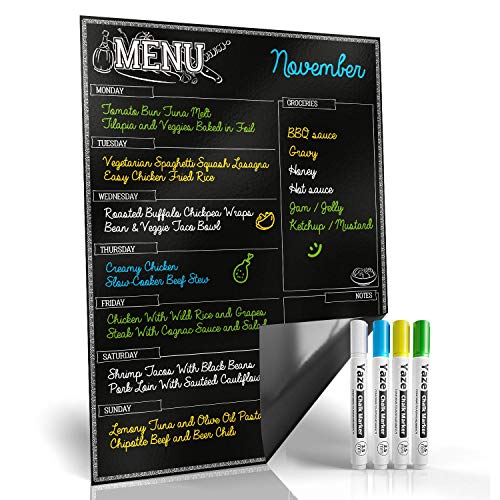 Product Cover Magnetic Menu Board for Kitchen Fridge with Bright Chalk Markers - 17X12