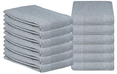 Product Cover GLAMBURG 100% Cotton Kitchen Towel 12-Pack 18x28 Waffle Weave Kitchen Dish Towels or Cleaning Towels - Highly Absorbent & Quick Dry - Light Grey