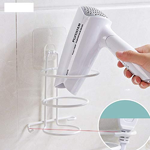 Product Cover HOME CUBE Self Adhesive Hair Dryer Holder Bathroom Wall Storage Shelf Organizer Stand Hooks (White/Black Color)
