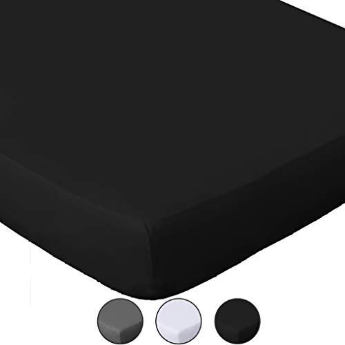 Product Cover Lux Decor Collection Fitted Sheet King White Brushed Microfiber 1800 Bedding - Wrinkle, Fade, Stain Resistant - Hypoallergenic (Black, King)
