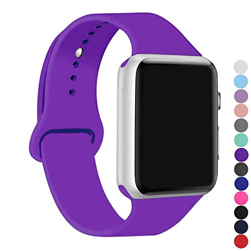 Product Cover ic6Space Band Compatible for Apple Watch 38mm 42mm 40mm 44mm, Soft Silicone Sports Replacement Band for iWatch Series 5 4 3 2 1 (Purple, 42mm/44mm-s/m)