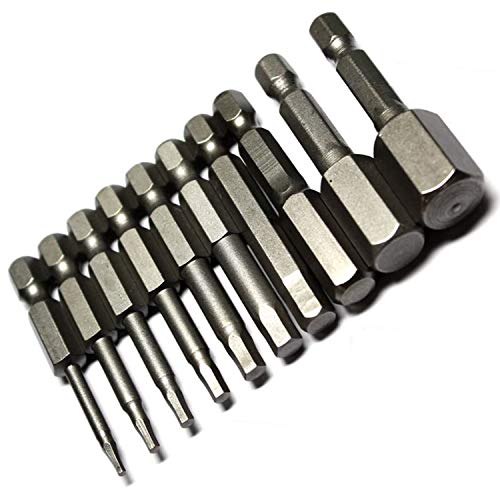 Product Cover Neepanda 10 Pack Hex Magnetic Head Allen Wrench Drill Bits - 1/4 Inch Quick Release Hex Shank Screwdriver Set - (2 Inch Long, Solid S2 Steel Alloy, 1.5/2/2.5/3/4/5/6/8/10/12 mm) (10 Sizes)