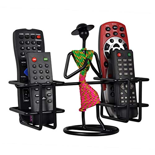 Product Cover D&V ENGINEERING Iron Remote Holder/Stand with Welcome Gesture Lady (Standard Size, Green and Pink)