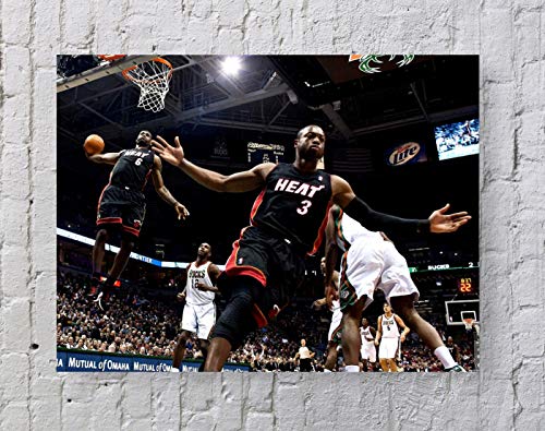 Product Cover Lebron James Dwyane Wade NBA Poster Standard Size | 18-Inches by 24-Inches | Lebron James Dwyane Wade Alley-OOP Wall Poster Print