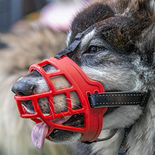 Product Cover Dog Muzzle,Soft Basket Silicone Muzzles for Dog, Best to Prevent Biting, Chewing and Barking, Allows Drinking and Panting, Used with Collar (3 (Snout 10-12