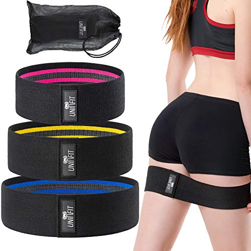 Product Cover UnitFit Hip Band Booty Training Resistance Workout Hip Excercise Bands Glute Strengthening Exercise for Women and Men - Elastic Non Slip Loop with a Low, Medium, and Heavy Fabric Band - Set of 3