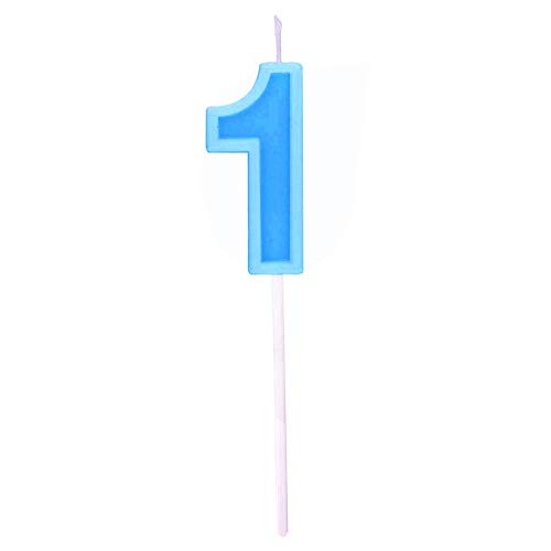Product Cover Multicolor Happy Birthday Numeral Candles Number 1 Cake Cupcake Topper Decoration for Adults/Kids Theme Party/Wedding/Memorial Day -Blue number 1