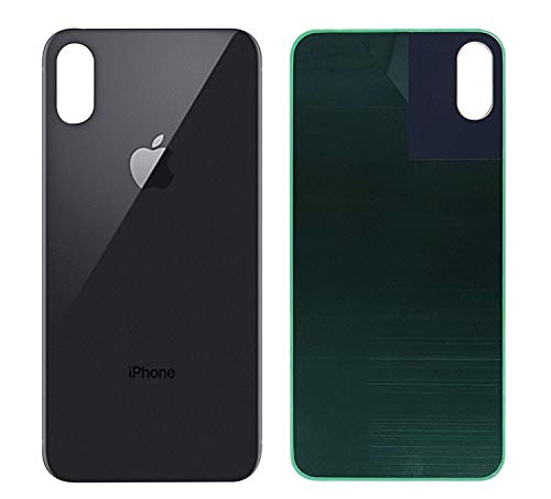 Product Cover Apple iPhone X Replacement Back Glass Cover Back Battery Door w/Pre-Installed Adhesive,Best Version Apple iPhone X All Models OEM Replacement (Black)
