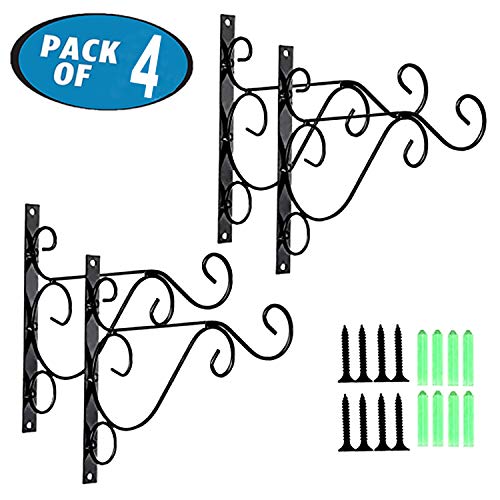 Product Cover 4 Pack 10 Inches Metal Plant Hanging Bracket Hook, for Heavy Duty Doodads, Elegant Hook for Wind Chimes, Flower Baskets, Decorative Plants, Wind Spinners, Bird Feeders, Indoor & Outdoor Décor