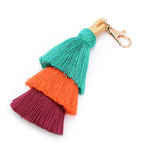 Product Cover Colorful Boho Pom Pom Tassel Bag Charm Key Chain (D style)