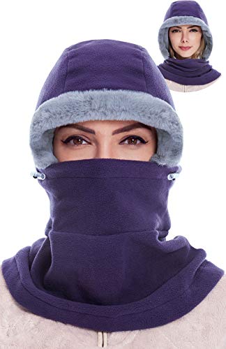 Product Cover Dimples Excel Balaclava Fleece Hood Cold Weather Face Mask for Men and Women Purple