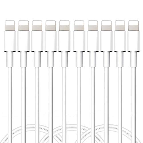 Product Cover Charging Cable, Luyishi 10 Pack 1M Phone Charger Cords Fast Charging Syncing USB Cables Data Lines Powerline Compatible High Speed Durable 3FT - White