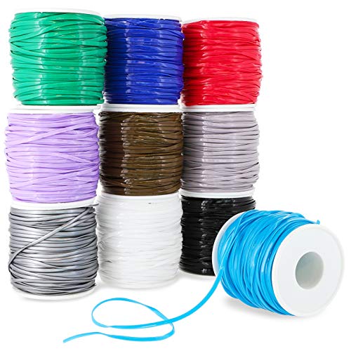 Product Cover Juvale 10-Pack Plastic Lacing String Cord for DIY Craft Jewelry, 10 Colors, 2.5 x 1mm, 50 Yards Length