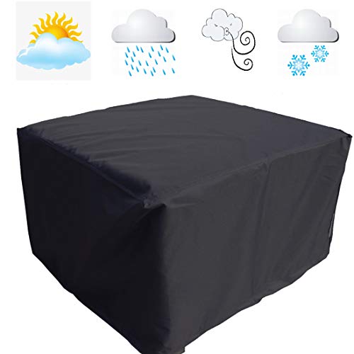 Product Cover FLR 46x46x29in Patio Table Cover Square Black Waterproof Outdoor Dinner Protector Dust-Proof Table Desk Cover Furniture Covers with Storage Bags for Garden Outdoor Indoor Furniture Table