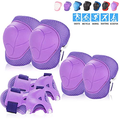 Product Cover BOSONER Kids/Youth Knee Pad Elbow Pads Guards Protective Gear Set for Rollerblade Roller Skates Cycling BMX Bike Skateboard Inline Skatings Scooter Riding Sports (Purple)