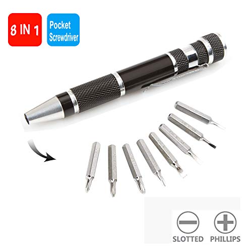 Product Cover Pocket Screwdriver handy tool, Topsma 8 in 1 Premium Pen Style Screwdriver with Magnet, Multipurpose Magnetic Screwdriver Kit, DIY Hand Tool (Black)