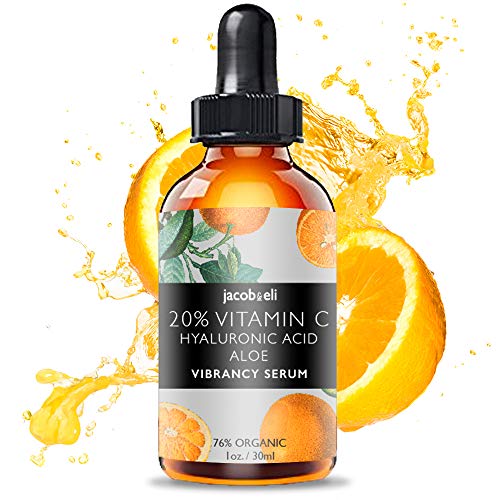 Product Cover Vitamin C Serum - Top Influencer - Organic & Vegan - Packed With Hyaluronic Acid, Aloe, Jojoba Oil, Vitamin E & more - Good for Acne, Anti Wrinkle, Anti Aging, Fades Age Spots - Sun Damage