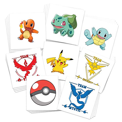 Product Cover Pokemon Party Pack Temporary Tattoos | Over 30 Tattoos | Skin Safe | MADE IN THE USA| Removable
