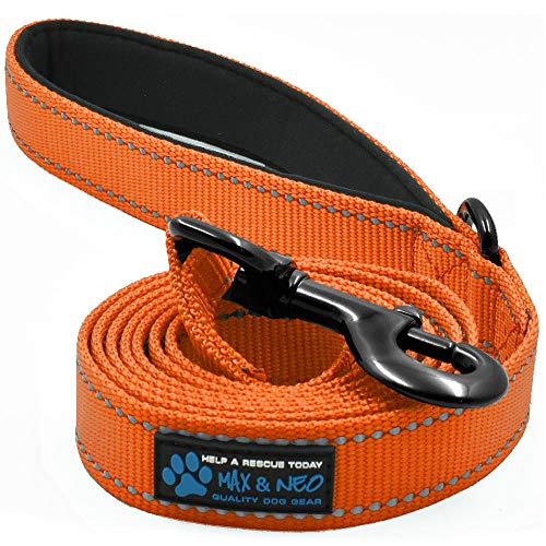 Product Cover Max and Neo Reflective Nylon Dog Leash - We Donate a Leash to a Dog Rescue for Every Leash Sold (Orange, 6x1)