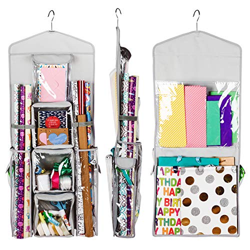Product Cover Regal Bazaar Double-Sided Hanging Gift Bag and Gift Wrap Organizer (Light Grey)