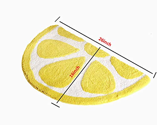 Product Cover Baby Playtime Cozy Lemon Cute Fruits Half Round Shaped Bedroom Bathroom Doorway Kitchen Floor Rug Carpet Water Absorption Non-Slip mat for Kid's Room (Yellow, 40x60CM)