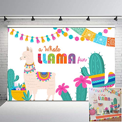 Product Cover Mehofoto Fiesta Llama Backdrop A Whole Llama Fun Birthday Backdrops Llama Party Cactus Below Mexican Theme Background for Birthday Baby Shower Decorations Supplies 7x5
