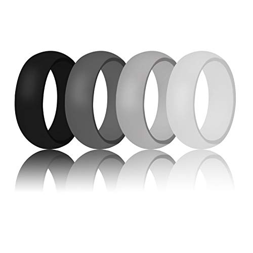 Product Cover FreeWalker Silicone Rings for Men and Women,Spare Durable Rubber Wedding Band for Camping,Fishing,Gym,Swimming,Workout,Crossfit,Labor Work(4 Pack,11.5-12)
